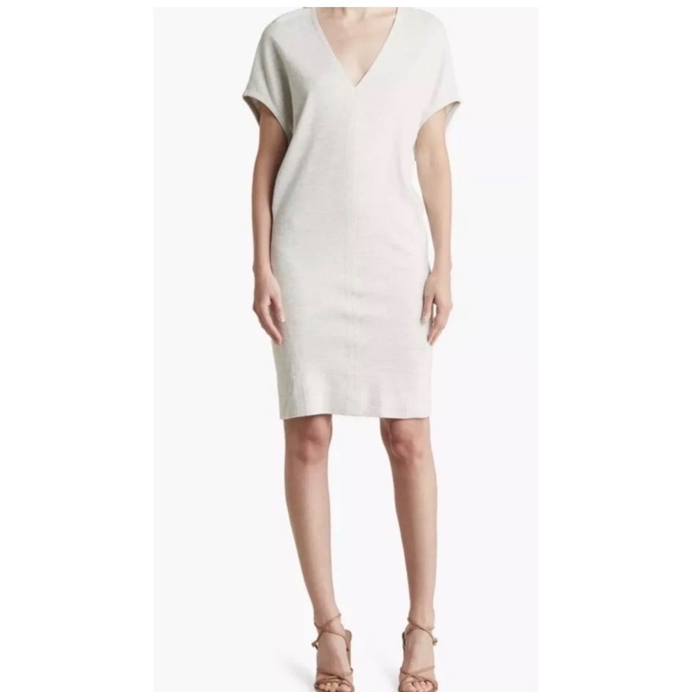 Reiss Lacey Grey Marl Cotton V-Neck Dolman Mini Dress Size 6 US / 10 UK - Picture 9 of 10